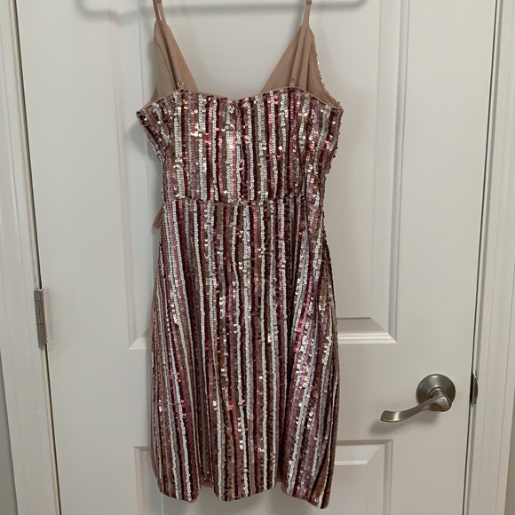BCBG MAXAZARIA Multi Color Sequin Wrap Mini Dress - Picture 2 of 4
